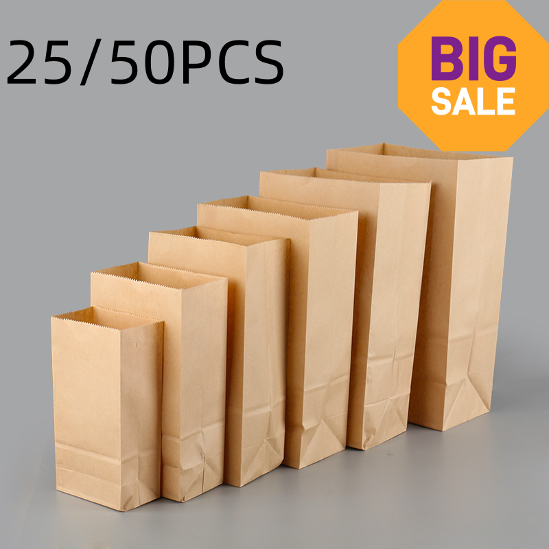Home Office Number - 25/50 szt. Brązowe torby papierowe Kraft,