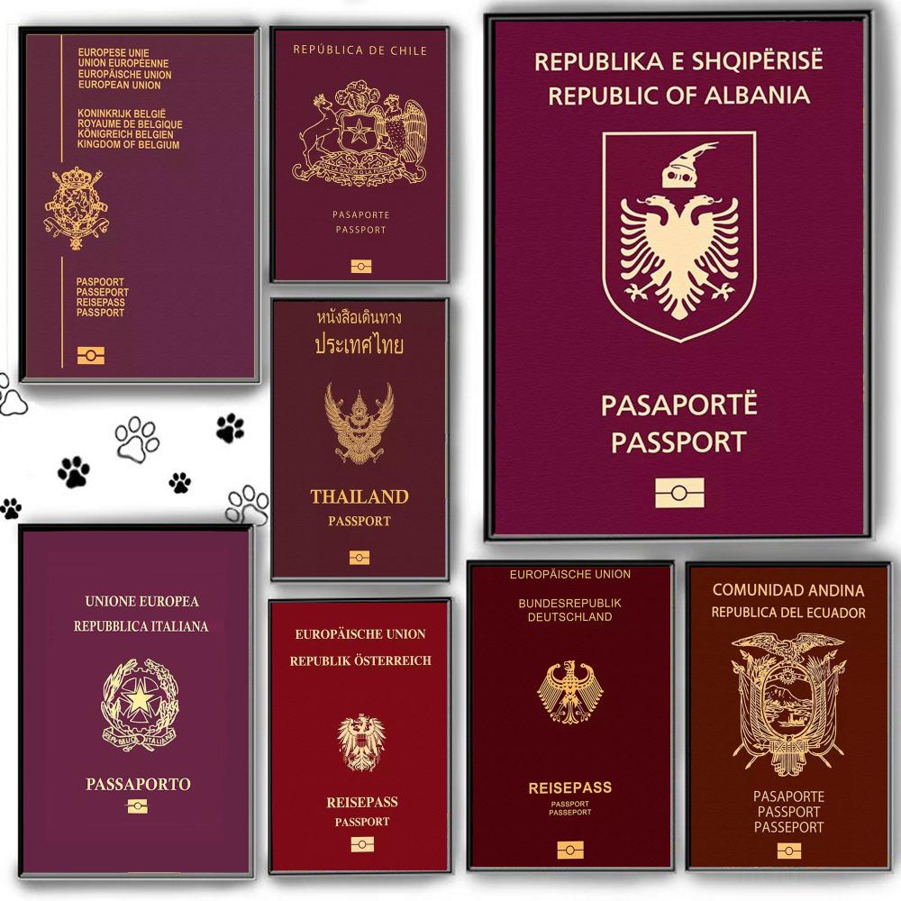 Home Office Passport - Plakat na ścianę z czerwonym tłem,