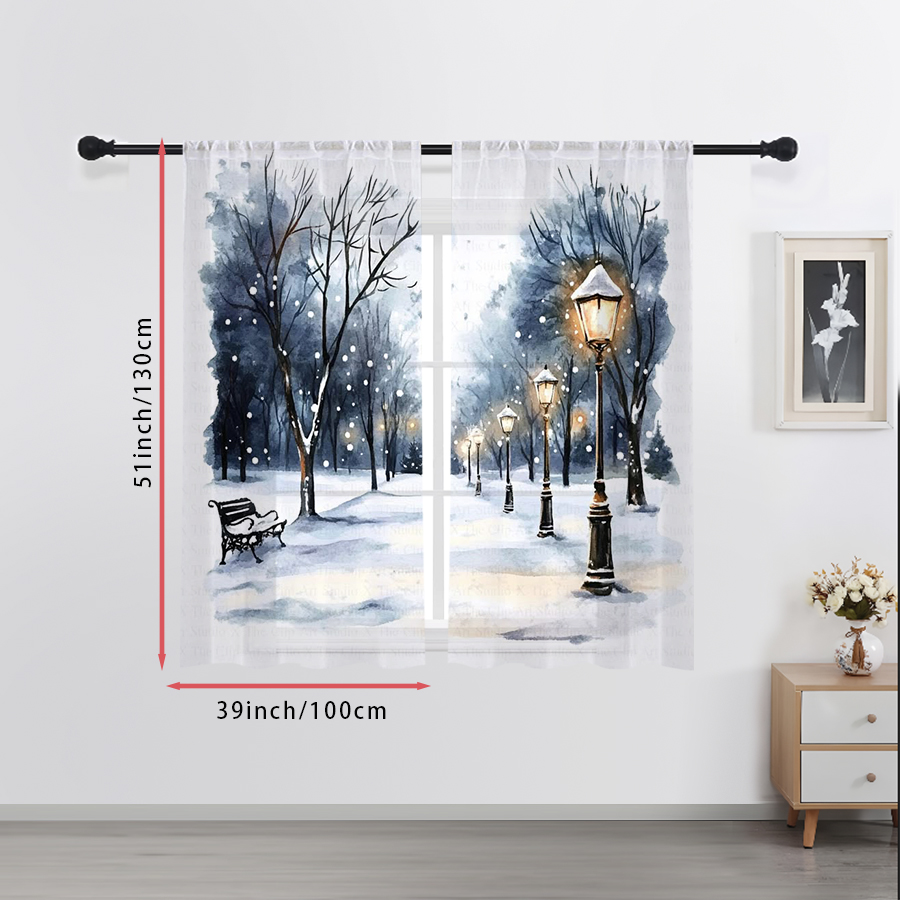 Home Office Lamp - 2 sztuki przezroczystych zasłon z nadrukiem