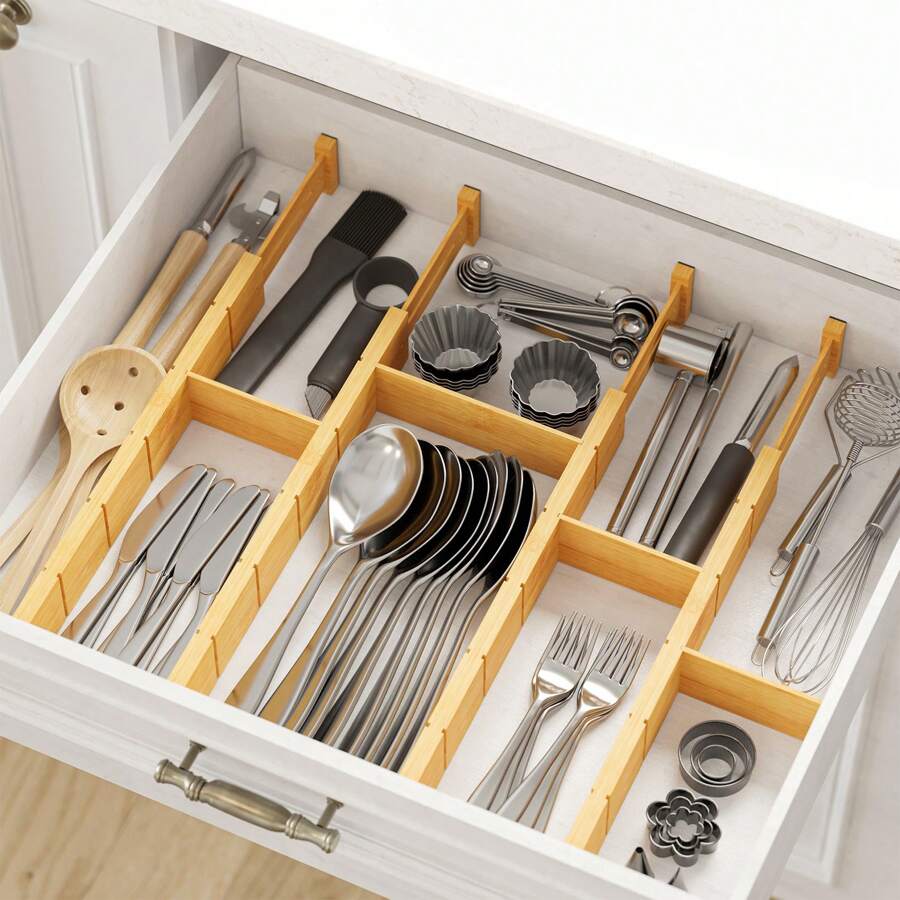 Home Office Kitchen - Przegródki do szuflad z bambusa z