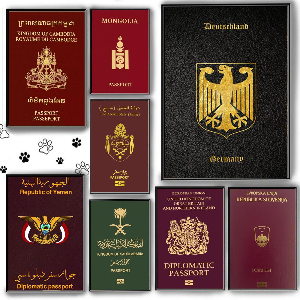 Home Office Passport - Plakat na ścianę z motywem paszportów