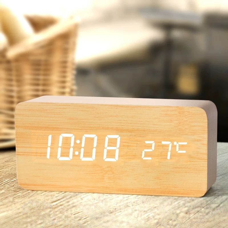 Drewniany budzik cyfrowy, budz – Led Desk Clock recenzja i cena
