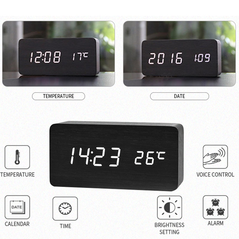 Drewniany budzik cyfrowy, budz – Led Desk Clock recenzja i cena