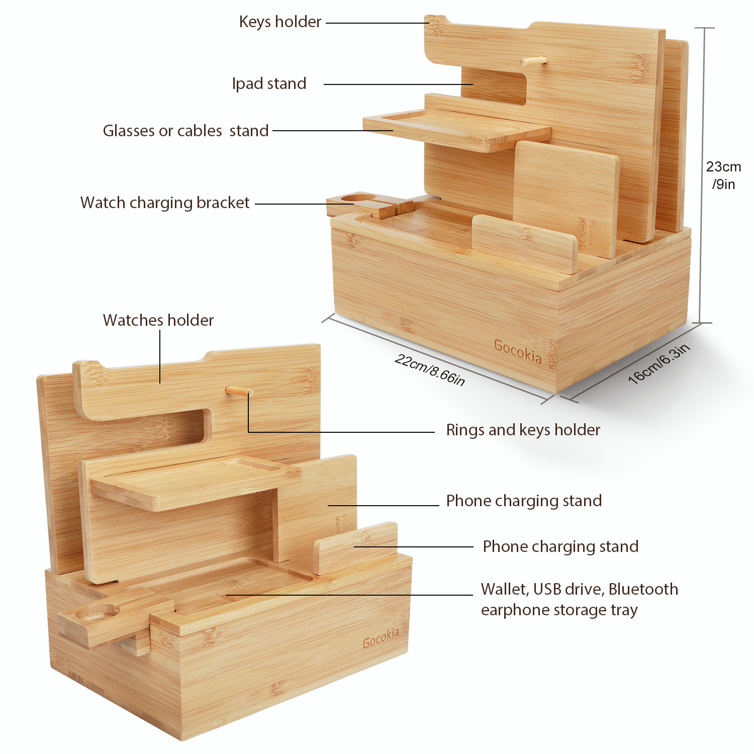 Organizer na biurko z bambusa, – Desktop Organizer Bamboo recenzja i cena